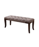 Tufted Bench, Fabric, Brown