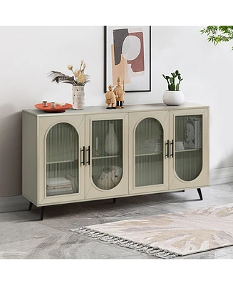 Vintage Multipurpose Storage Sideboard with Glass Door Cabinet