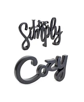 Slickblue Cozy and Simply Sentiment Block Cut Out (Set of 2)
