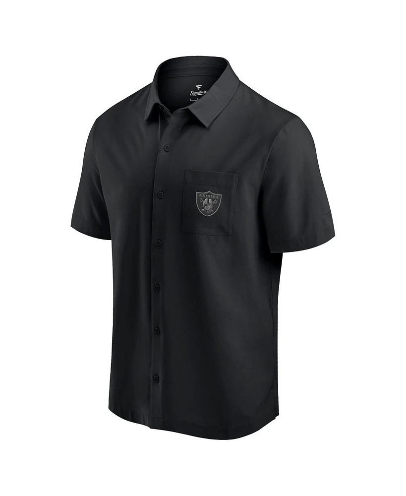 Fanatics Men's Black Las Vegas Raiders Front Office Button-Up T-Shirt