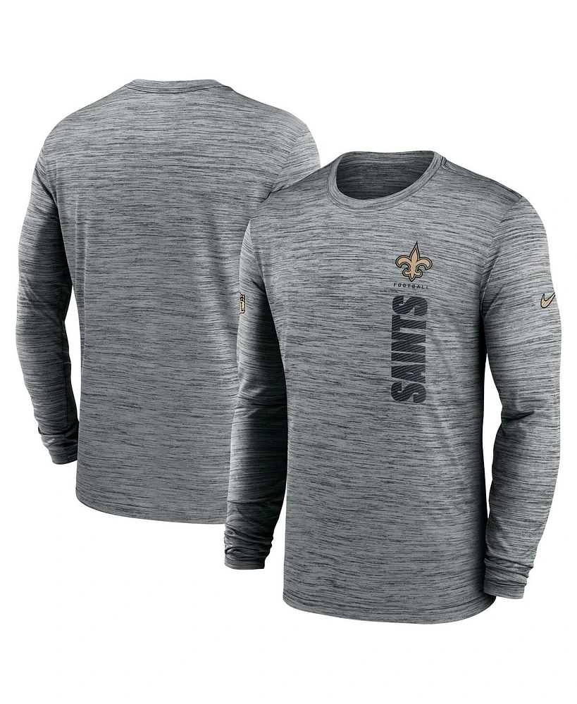 Nike Men's Gray New Orleans Saints 2024 Sideline Velocity Performance Long Sleeve T-Shirt