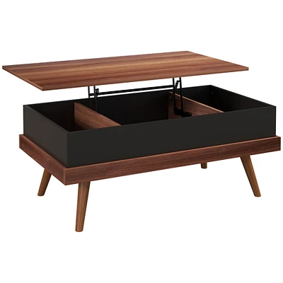 Homcom Lift Top Table with Hidden Compartments and Wood Legs,