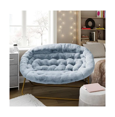 Janey Folding Double Saucer Chair With Steel Frame For Dorm, Living Room, Or Bedroom