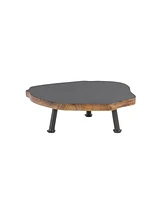 Tree Disc Pedestal Tray Set – Natural Wood Riser Stands for Rustic Centerpiece or Display Decor