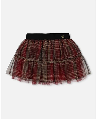 Deux par Deux Toddler Girls Glittering Tulle Skirt Red Plaid - Toddler|Child