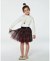 Deux par Deux Toddler Girls Glittering Tulle Skirt Red Plaid - Toddler|Child