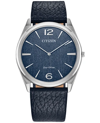Citizen Eco-Drive Unisex Blue Leather Strap Watch 38mm