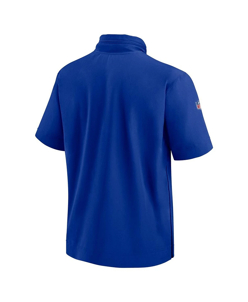 Nike Men's Royal Buffalo Bills 2024 Sideline Coach Short Sleeve Half-Zip Hoodie Jacket