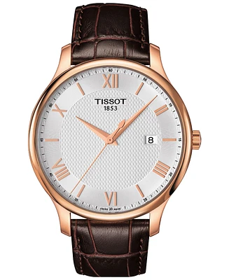 Tissot Men's Swiss Tradition Brown Leather Strap Watch 42mm