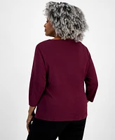 Style & Co Plus 3/4-Sleeve Cotton Henley Top