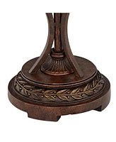 Traditional Tiffany Style Table Lamp 26" High Blossoming Bronze Brown Leaf and Vine Antique Glass Shade Decor for Living Room Bedroom House Bedsi