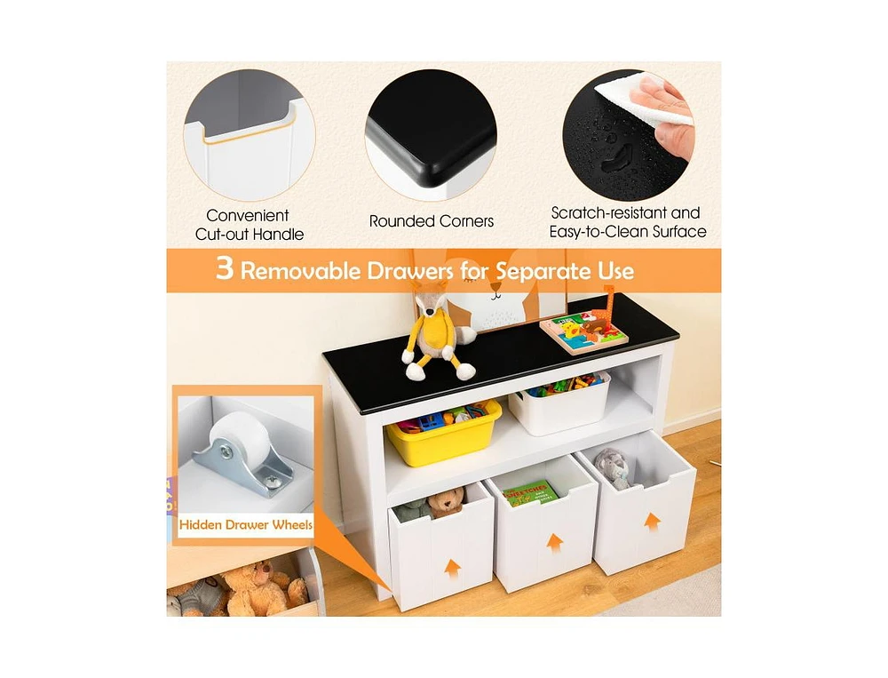 Slickblue Kids Toy Storage Organizer with Blackboard Top-3-Drawer