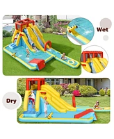 Slickblue 7-in-1 Inflatable Dual Slide Water Park Bounce House Without Blower