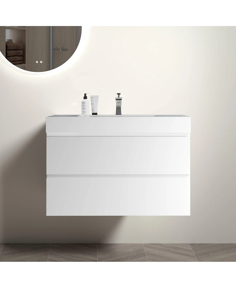 Glossy White Integrated Solid Surface Basin