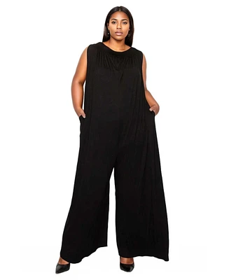 L I V D Plus Off Shoulder Full Length Jumpsuit