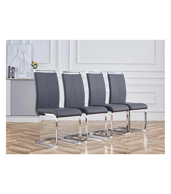 Modern Pu Leather Dining Chairs with Chrome Metal Legs (Set of 4)