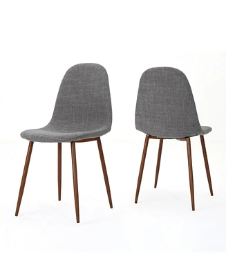 Modern Fabric & Metal Dining Chair With Wood Finish