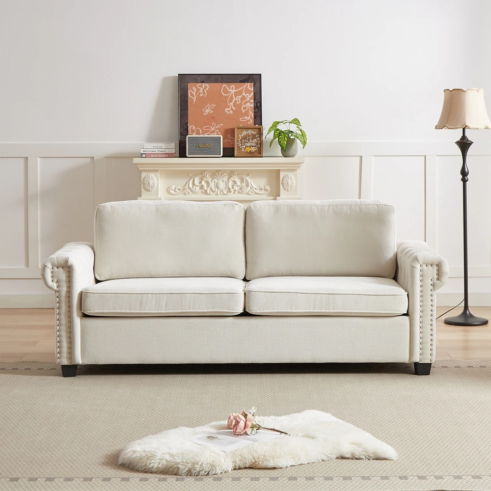 83.8" Convertible Sleeper Sofa Bed with Folding Mattress