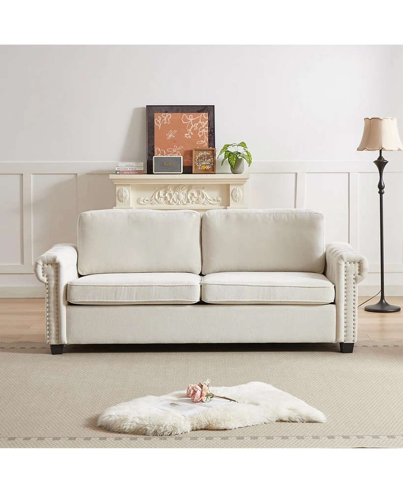 83.8" Convertible Sleeper Sofa Bed with Folding Mattress
