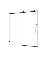 Matte Black Frameless Shower Door with Soft-Close, 5/16" Tempered Glass