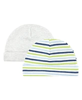 Hudson Baby Boys Soft Cotton Beanie and Anti-Scratch Hand Mitts