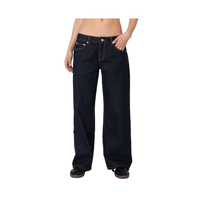 Edikted Women's Raelynn Washed Low Rise Jeans