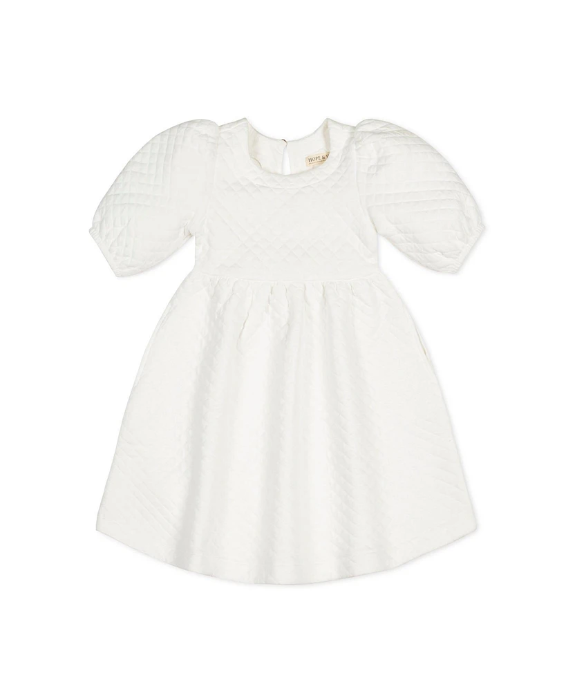 Hope & Henry Toddler Girls Quilted Puff Sleeve Dress