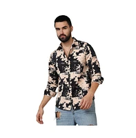 Men's Beige & Black Paint Strokes Shirt