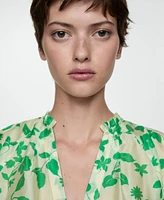 Mango Women's Semi-Transparent Printed Shirt