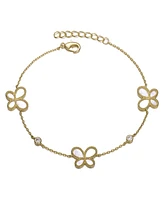 14k Gold Plated Mother of Pearl Dainty Link Butterfly Bracelet