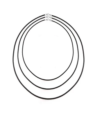 Bling Jewelry Set of Three 16 18 20 Inch Black Rubber Necklace Pendant Cord Sterling Silver