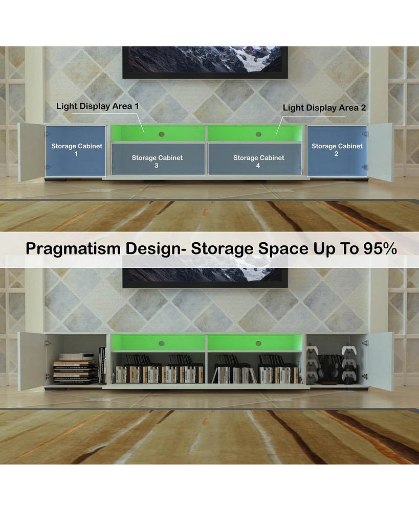 Rgb Led Tv Cabinet with 90% Storage Space and Multicolor Modes