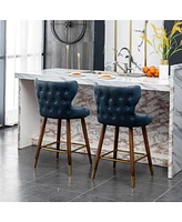 Mid-Century Modern Suede-Like Counter Height Stools (Set of 2)