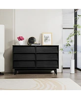 6 Drawer Double Dresser Features Vintage-style and Bevel Design