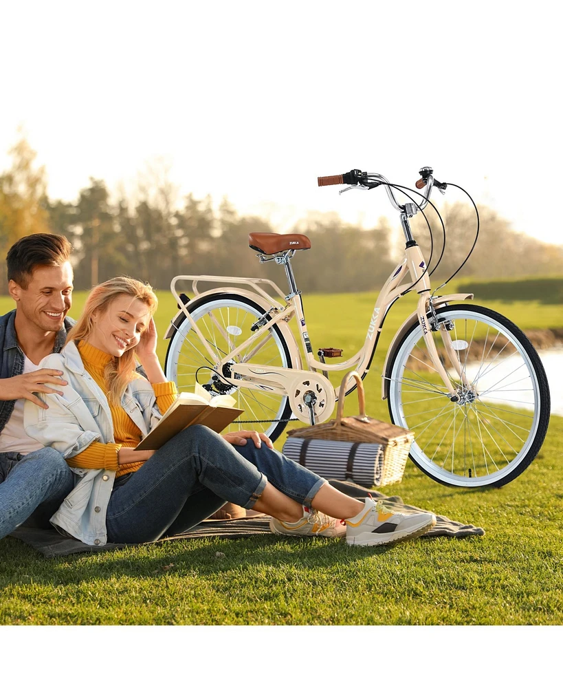 7 Speed, Steel Frame, Multiple Colors 24 Inch Ladies Bicycle