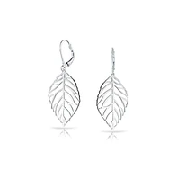 Bling Jewelry Tribal Nature Style Lightweight Open Leaf Feather Drop Dangle Lever back Earrings Sterling Silver