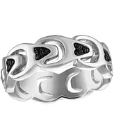 Bulova Marc Anthony Men's Black Diamond Chain Link Motif Ring (1/5 ct. t.w.) Sterling Silver-Plate, BVR1023-wsaa