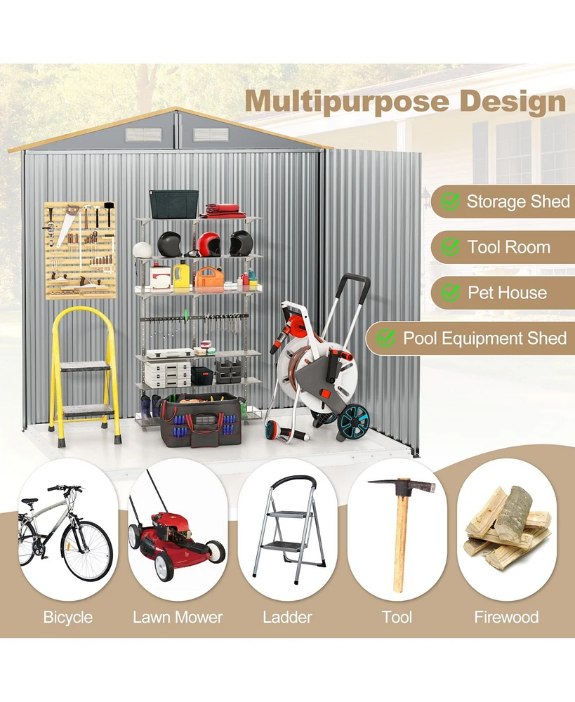 Givimo Weather Resistant Galvanized Steel Shed with Tilted Roof for Backyard Garden Patio Lawn