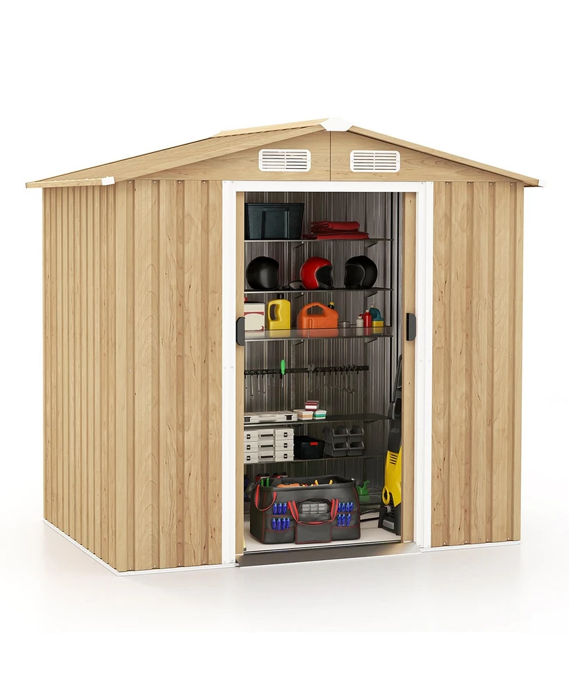 Givimo Weather Resistant Galvanized Steel Shed with Tilted Roof for Backyard Garden Patio Lawn