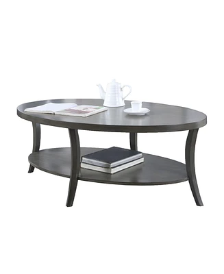 Contemporary Oval Shelf Coffee Table, Gray