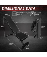 Foldable Sit-Up Bench with 6 Back and 4 Seat Positions