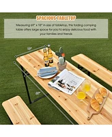3 Pieces Folding Wooden Picnic Table Bench Set