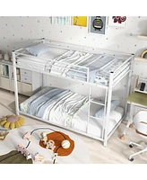 Sugift Low Profile Twin Over Metal Bunk Bed with Full-length Guardrails