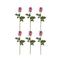 Slickblue 21" Rose Bud Artificial Flowers - Set of 6 Faux Blooms for Elegant Arrangements