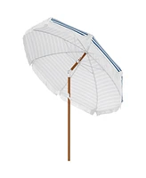 Outsunny Outdoor Patio Umbrella with Tilt, Vent, Fringed Ruffles, Flounce