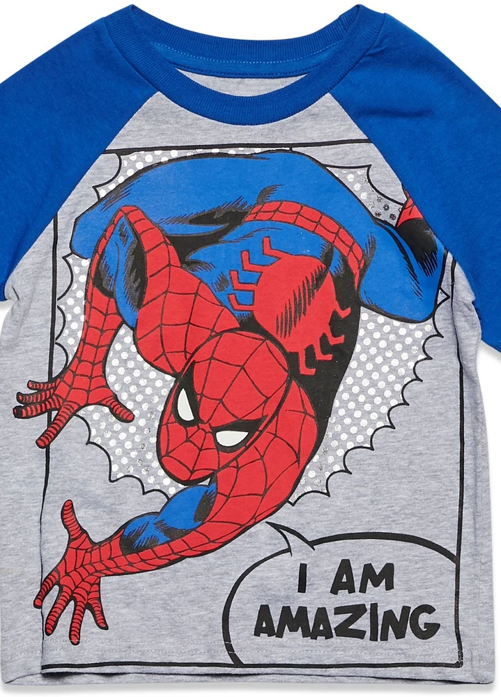 Avengers Little Boys Marvel Captain America Black Panther Iron Man Short Sleeve Graphic T-Shirt