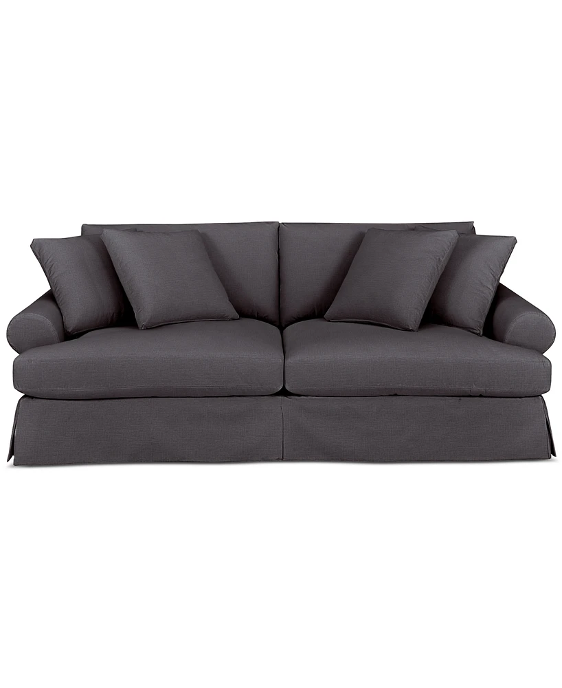Brenalee 96" Roll Arm Performance Fabric Slipcover Sofa with Four Pillows