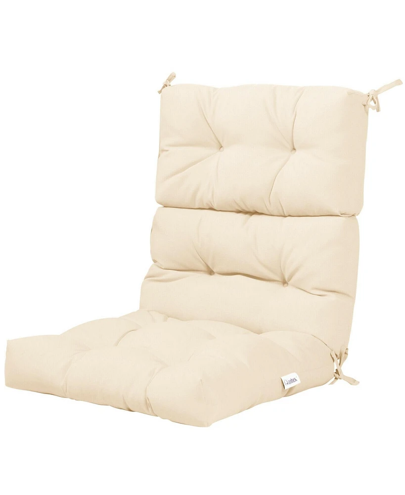Tufted Patio High Back Chair Cushion with Non-Slip String Ties