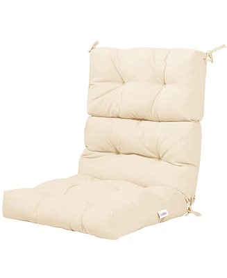 Tufted Patio High Back Chair Cushion with Non-Slip String Ties
