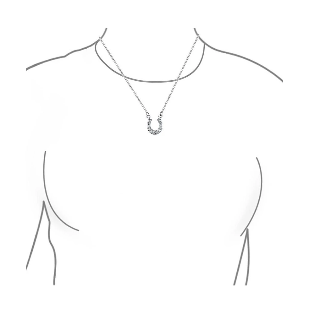 Bling Jewelry Petite Pave Cubic Zirconia Cz Equestrian Good Luck Charm Horseshoe Necklace Pendant Western Jewelry For Women Teens Graduation Gift .925